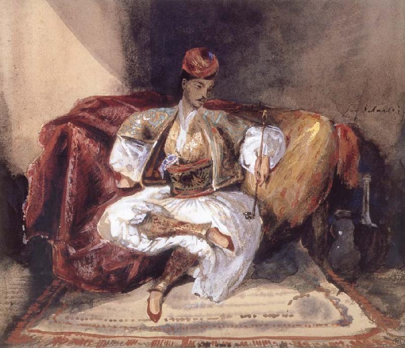 Eugene Delacroix Seated Turk Smoking Norge oil painting art